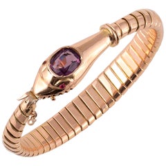 Gold Amethyst Ruby Snake Bracelet