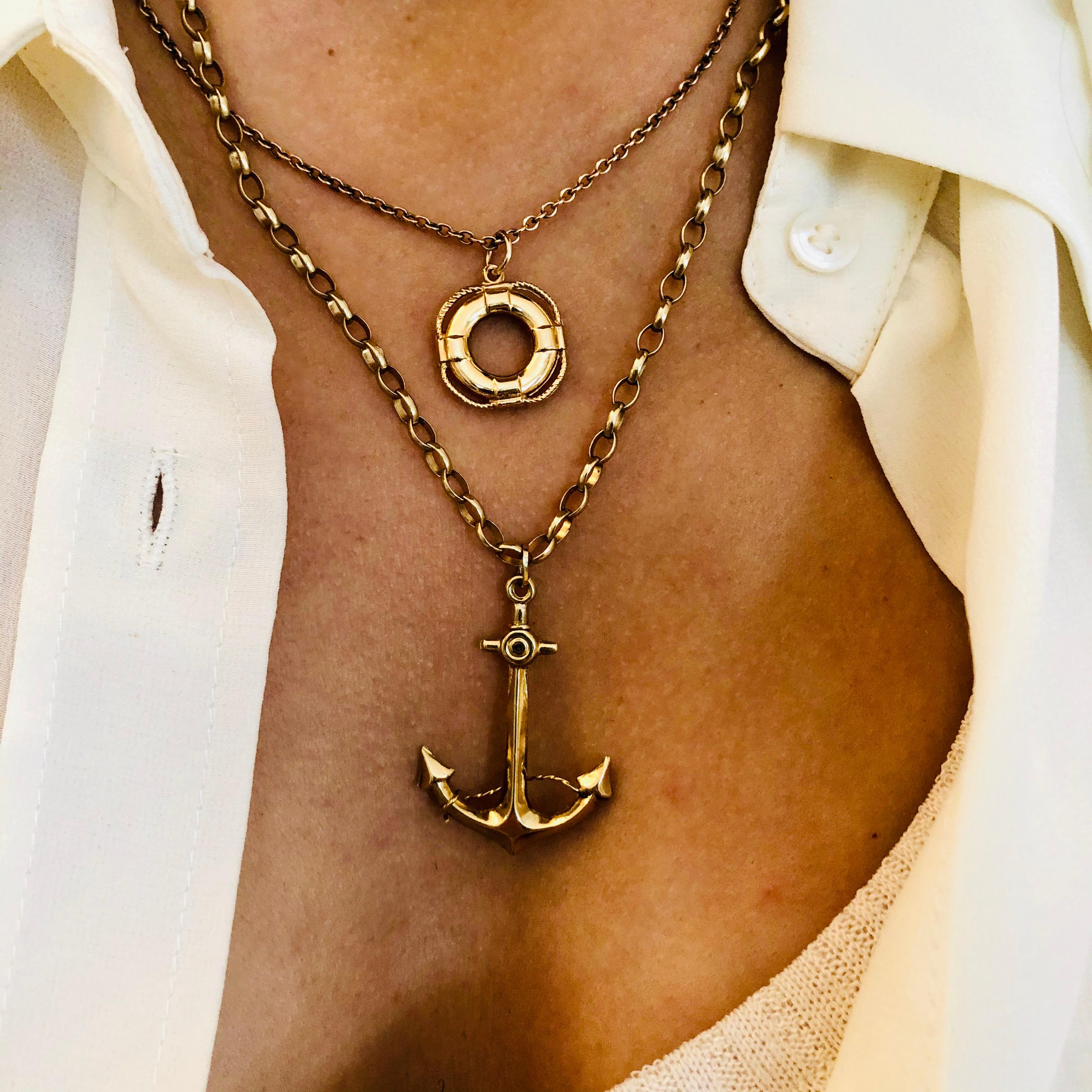 mens gold anchor pendant