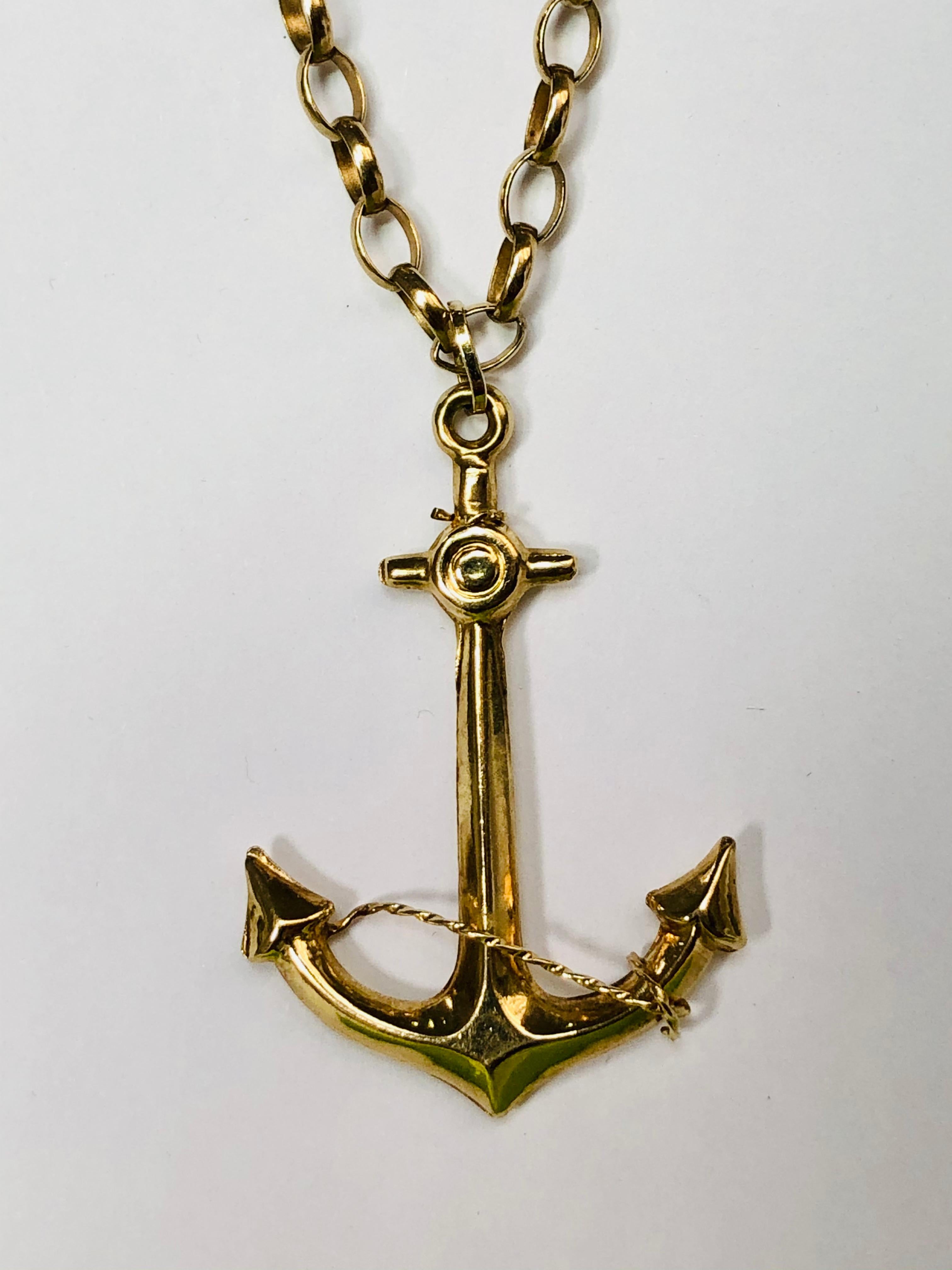 men's gold anchor pendant