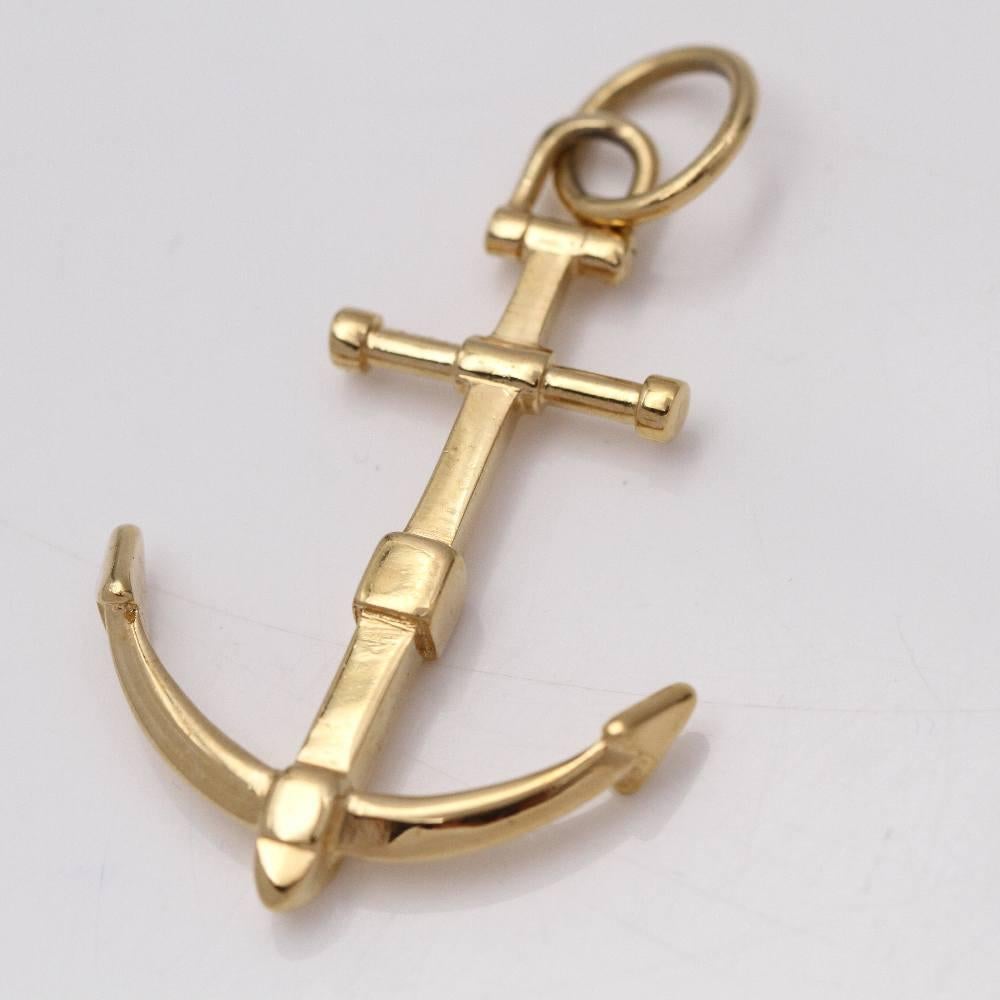 Gold Anchor Sailor Pendant In Excellent Condition For Sale In BARCELONA, ES
