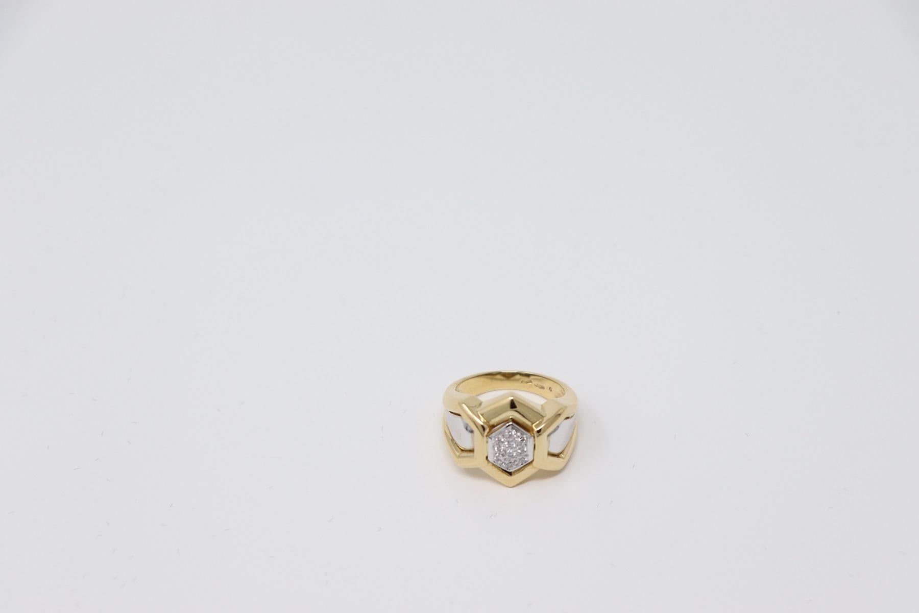 Gold and 0.12 Carat Diamonds Signert Ring by Gianni Carità In New Condition For Sale In Bosco Marengo, IT