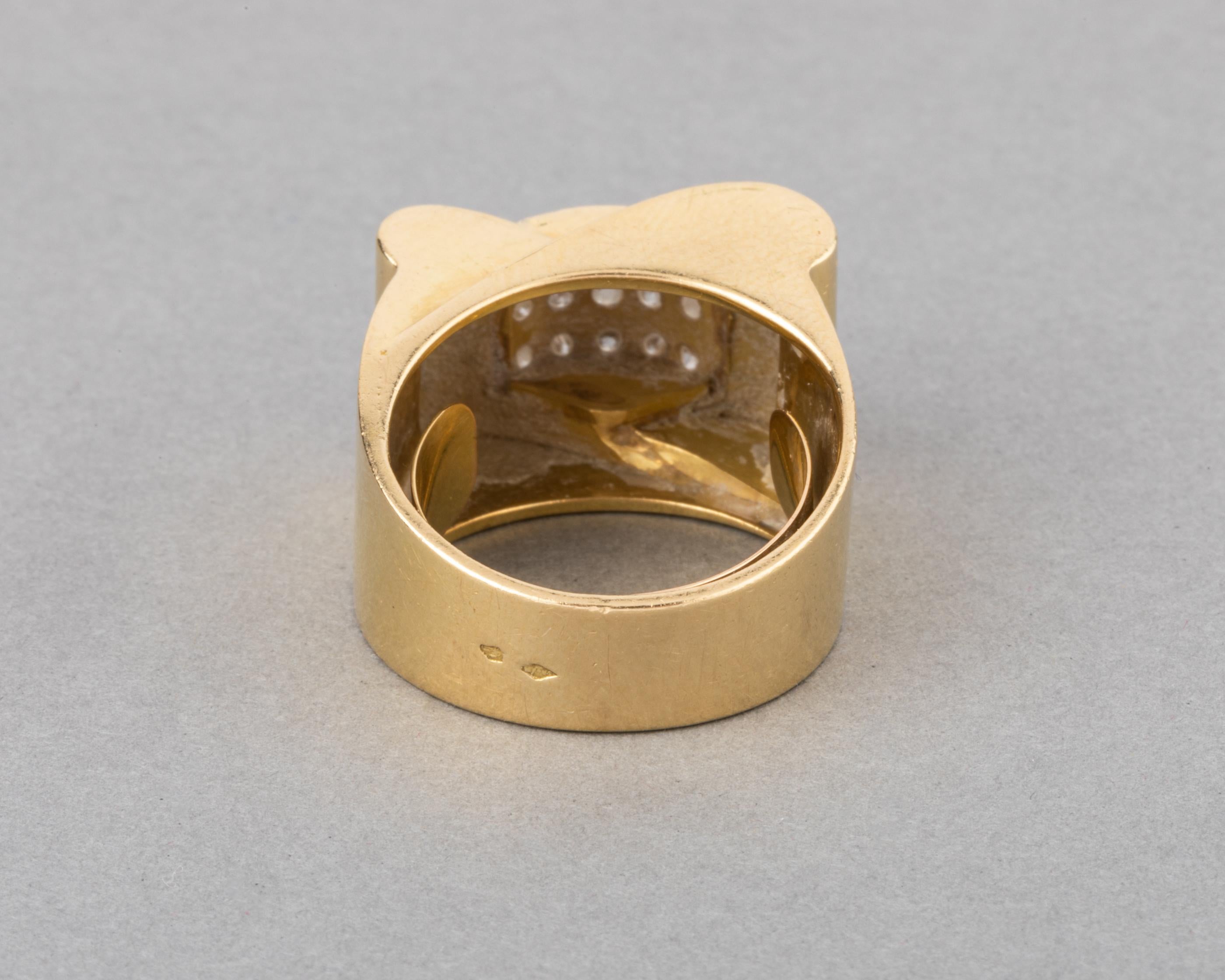 Gold and 1 Carat Diamonds French Tank Ring 1