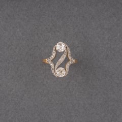 Gold and 1 Carats Diamond French Antique Ring