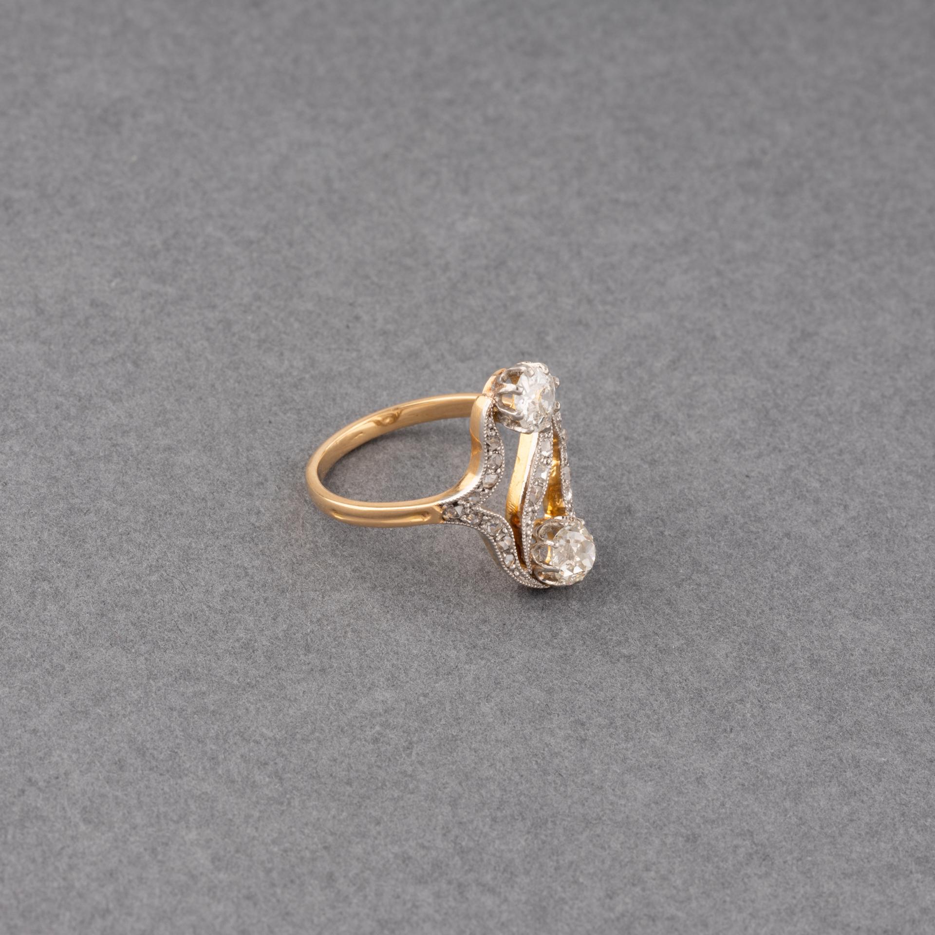 Gold and 1 Carats Diamond French Antique Ring For Sale at 1stDibs