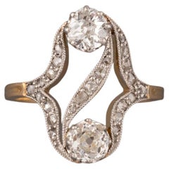Gold and 1 Carats Diamond French Antique Ring