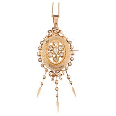 Gold and 1.20 Carats Diamonds French Antique Pendant