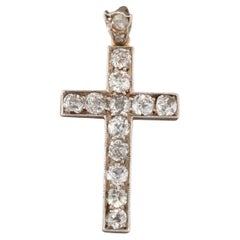 Gold and 1.30 Carats Diamonds Retro Pendant