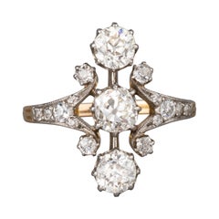 Gold and 1.60 Carats Diamonds Antique Belle Epoque Ring
