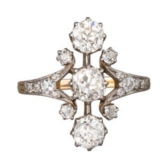 Gold and 1.60 Carats Diamonds Antique Belle Epoque Ring