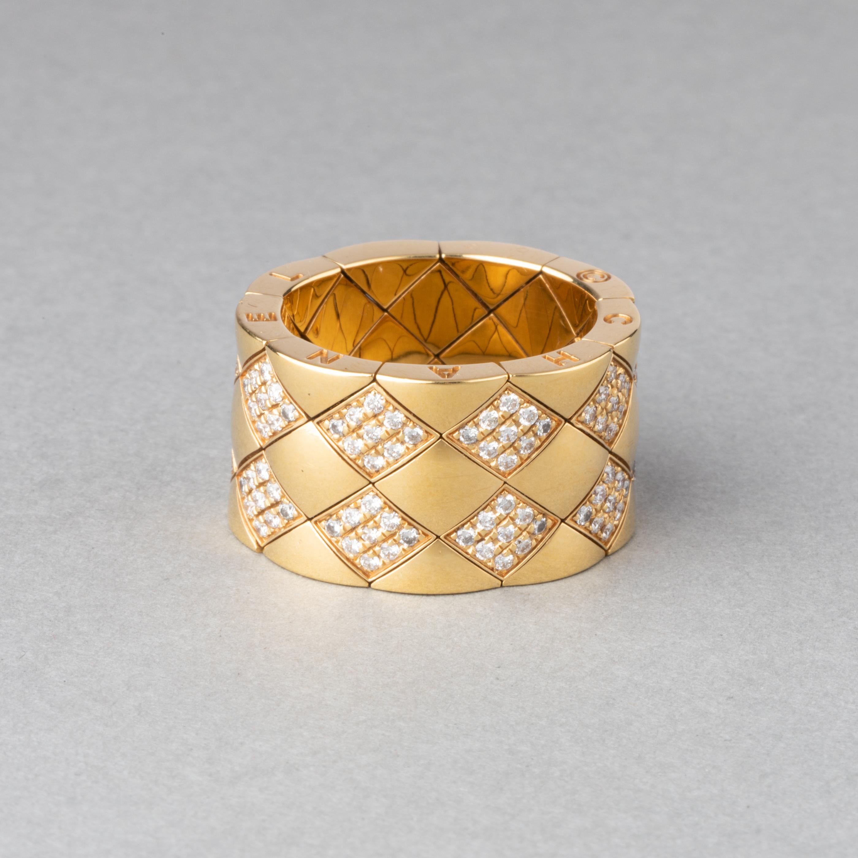 Gold and 1.80 Carats Diamonds Chanel Ring 1