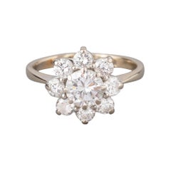 Gold and 1.80 Carats Diamonds French Vintage Ring