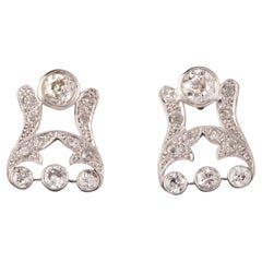 Gold and 1.80 Carats Diamonds Vintage Earrings