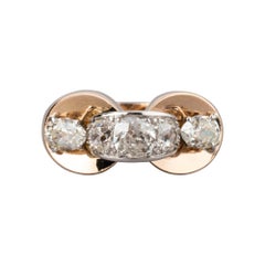 Gold and 2 Carats Diamonds French Vintage Ring