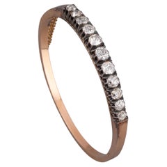 Gold and 3 Carats Diamonds French Antique Bracelet