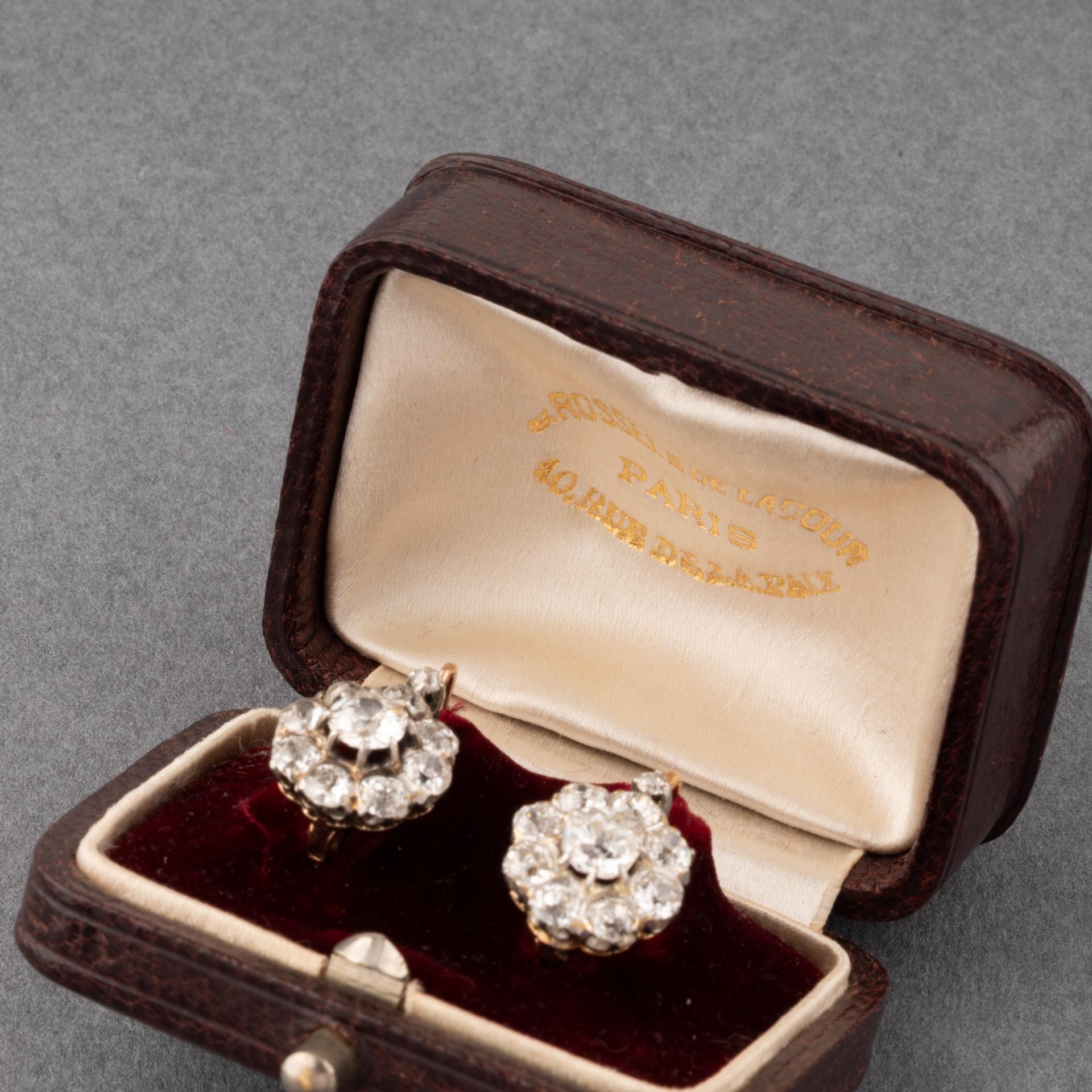 Französische antike Ohrringe aus Gold und 3 Karat Diamanten (Belle Époque) im Angebot
