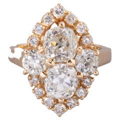 Gold and 3 Carats Diamonds Vintage Ring