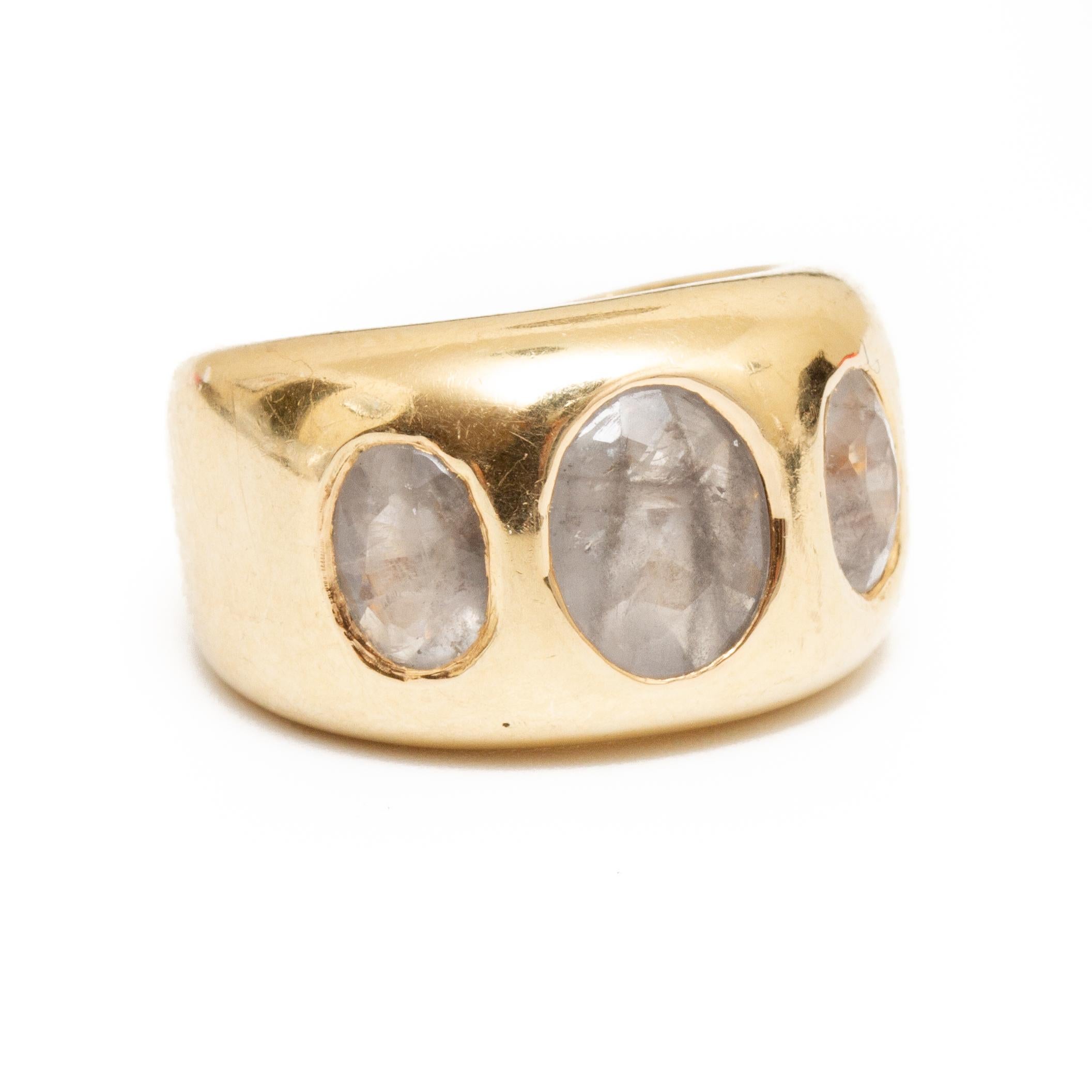 Oval Cut Gold and 3 Oval Quartz Ring