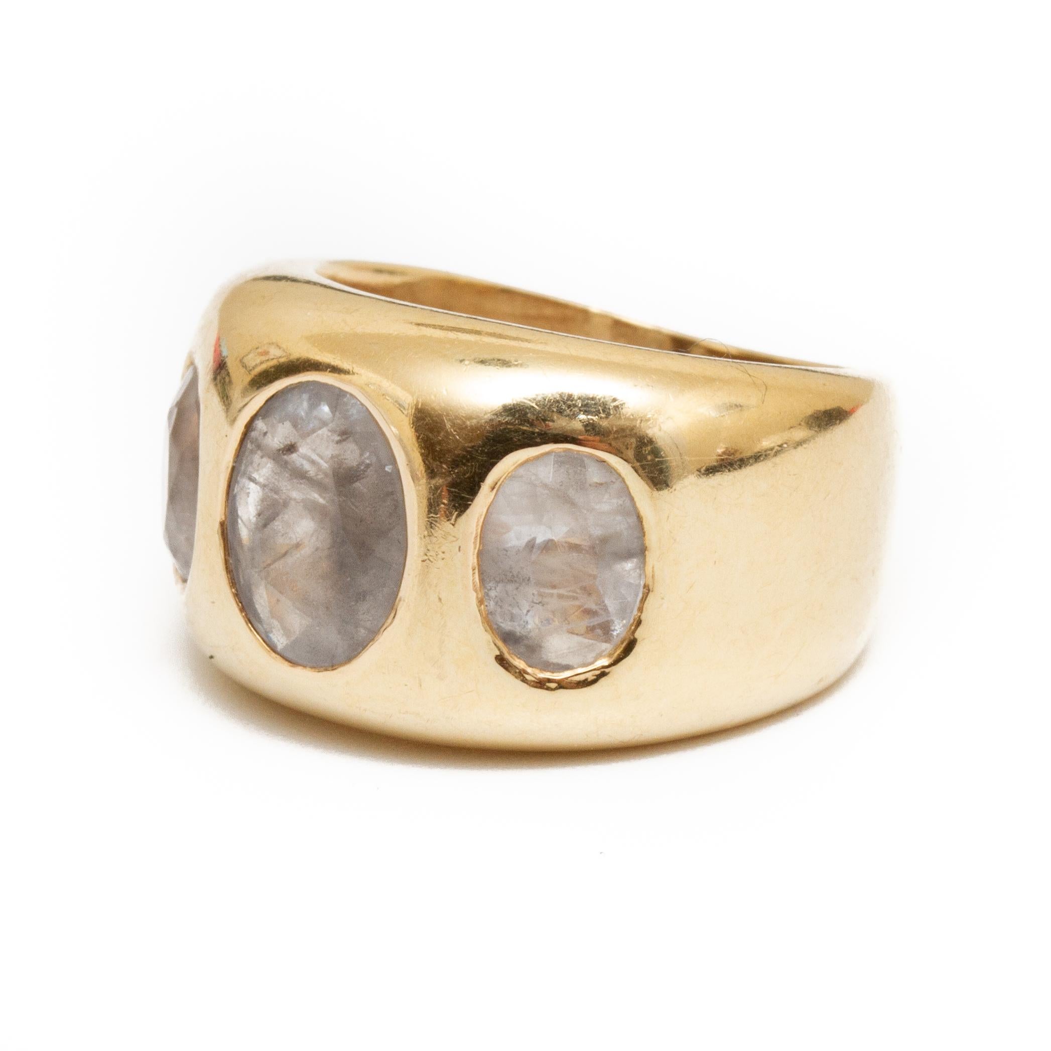 Gold and 3 Oval Quartz Ring In Good Condition In Kingston, NY
