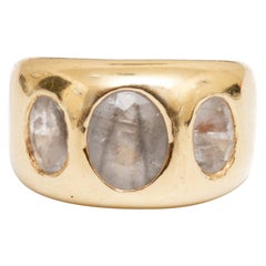 Gold and 3 Oval Quartz Ring