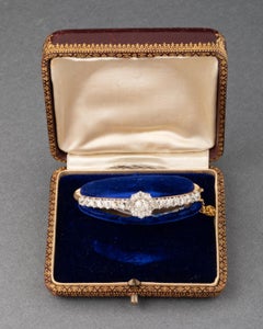 Gold and 6.50 Carats Diamonds French Antique Bracelet