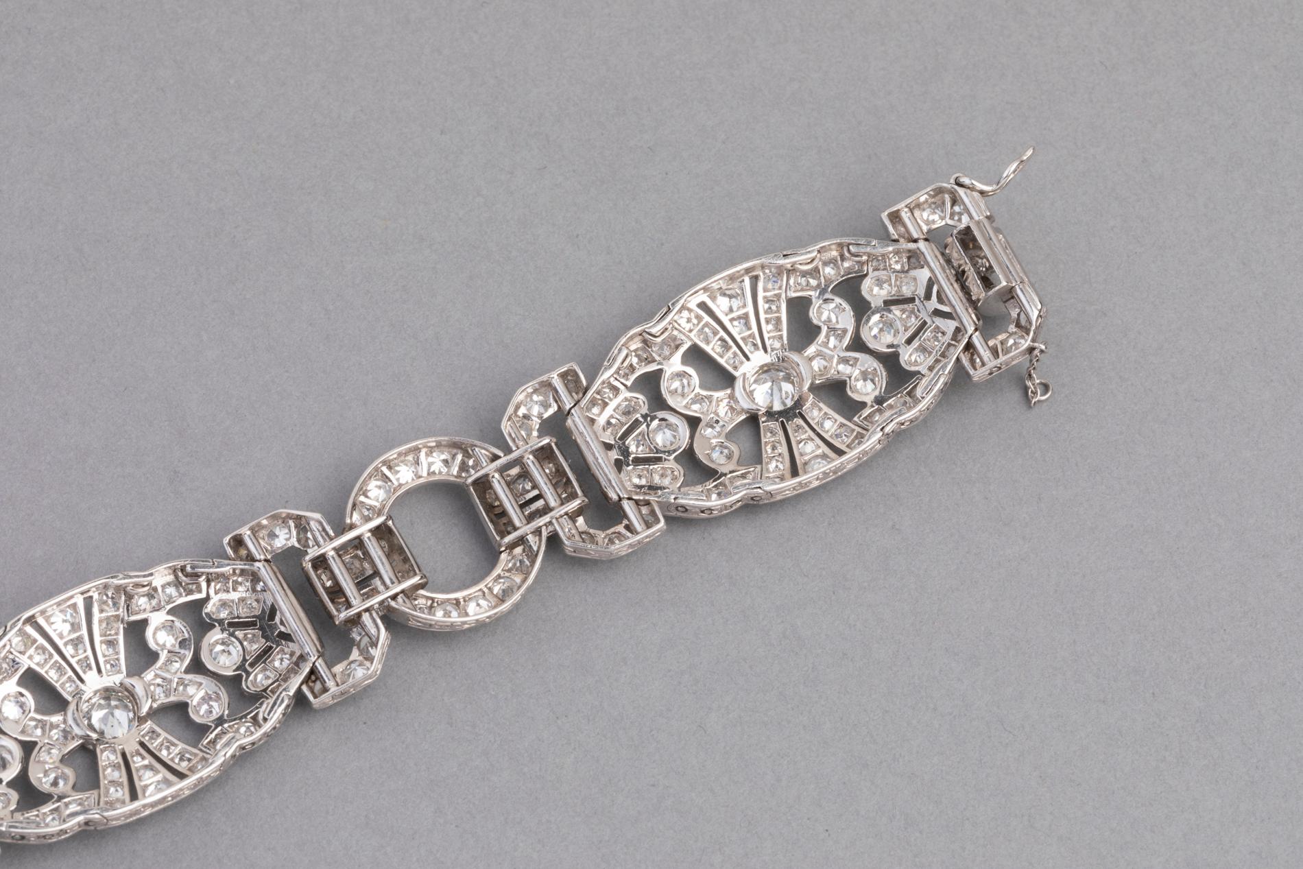 Gold and 9 Carat Diamonds French Art Deco Bracelet 10