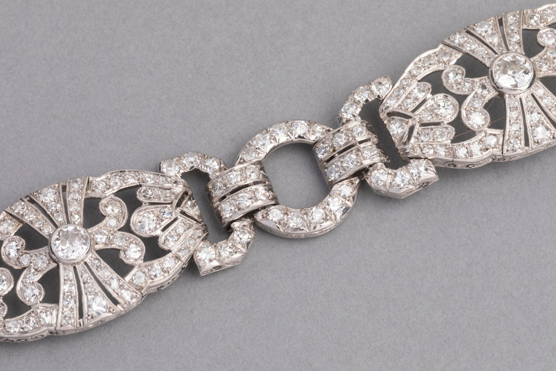 Gold and 9 Carat Diamonds French Art Deco Bracelet 3