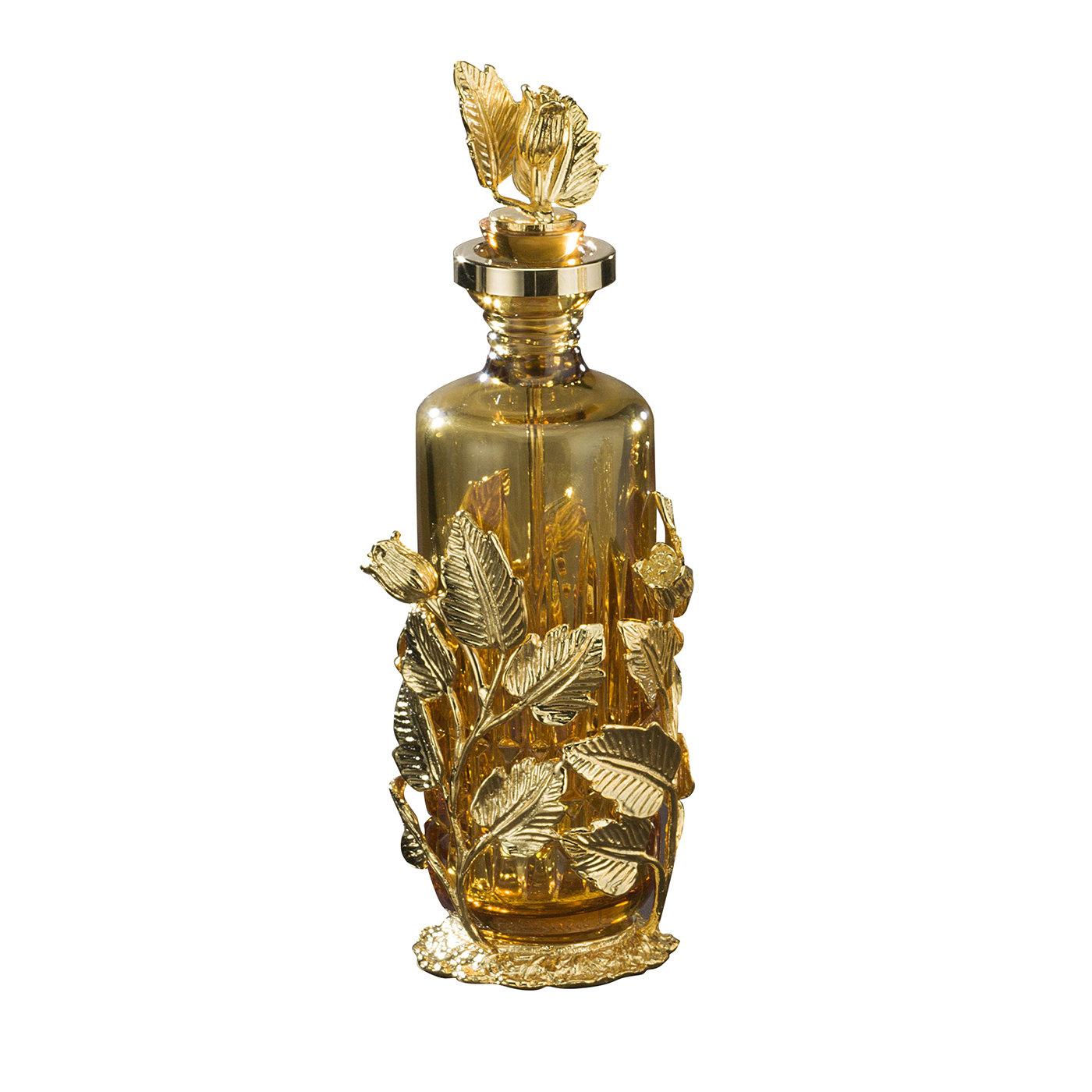 Gold and Amber Crystal Anemone Perfume Bottle