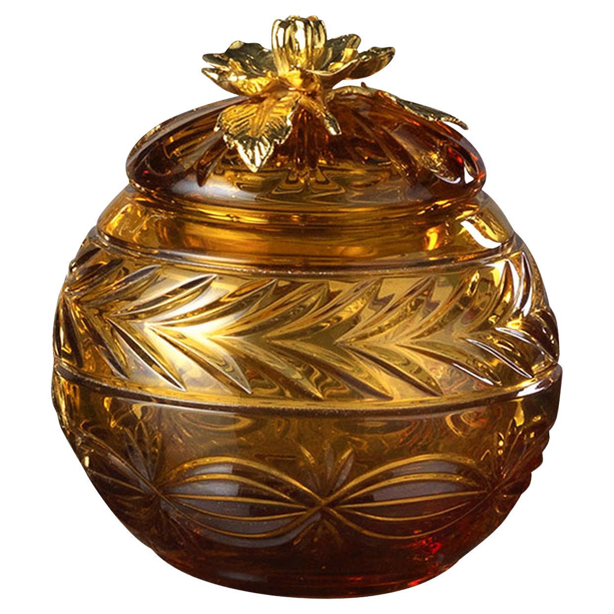 Gold and Glass Hexagonal Box with Lid For Sale at 1stDibs