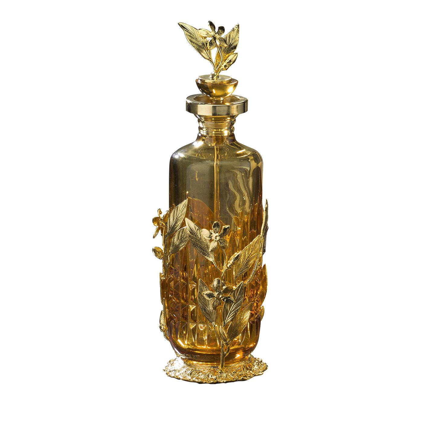 Jasmine-Parfümflasche aus Gold und Bernsteinkristall im Angebot