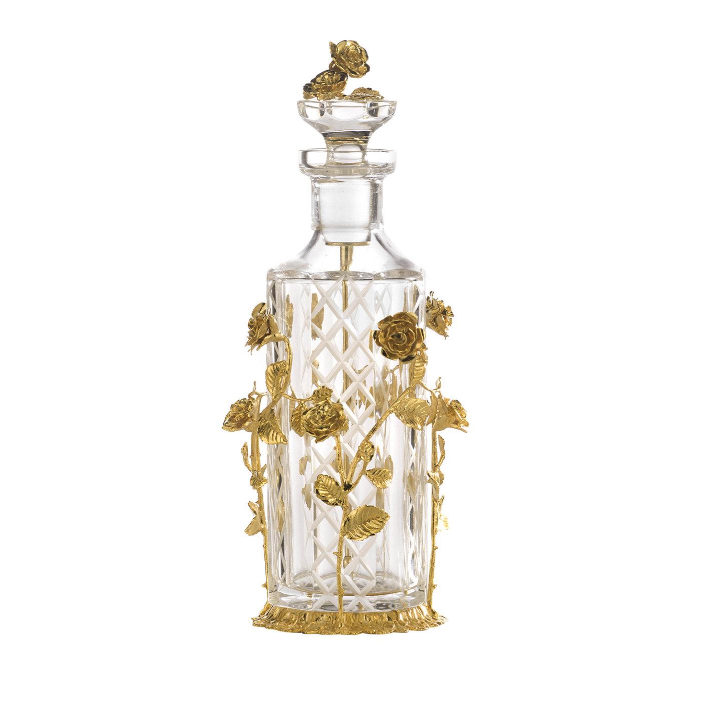 Bottiglia di profumo in oro e ambra rosa