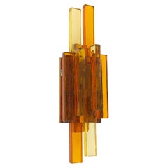 Gold and Amber Skulptur Lampet Wall Lamp by Svend Aage Holm Sørensen, 1960s Gold and Amber Skulptur Lampet Wall Lamp by Svend Aage Holm Sørensen, 1960s