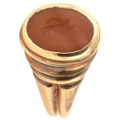 Gold And Ancient Roman Imperial Intaglio of Roman Goddess Salus Ring