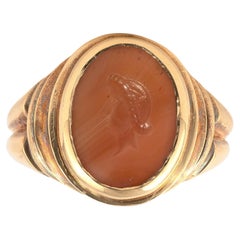 Antique Gold And Ancient Roman Imperial Intaglio of Roman Goddess Salus Ring