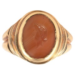 Gold And Ancient Roman Imperial Intaglio of Roman Goddess Salus Ring