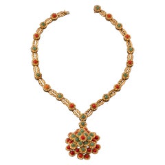 Gold and Aventurine French "Saint-Tropez" Vintage Necklace