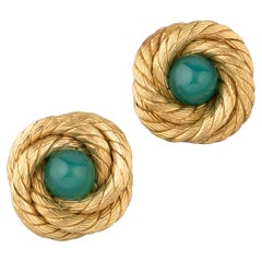 Gold and Aventurine Vintage Clips