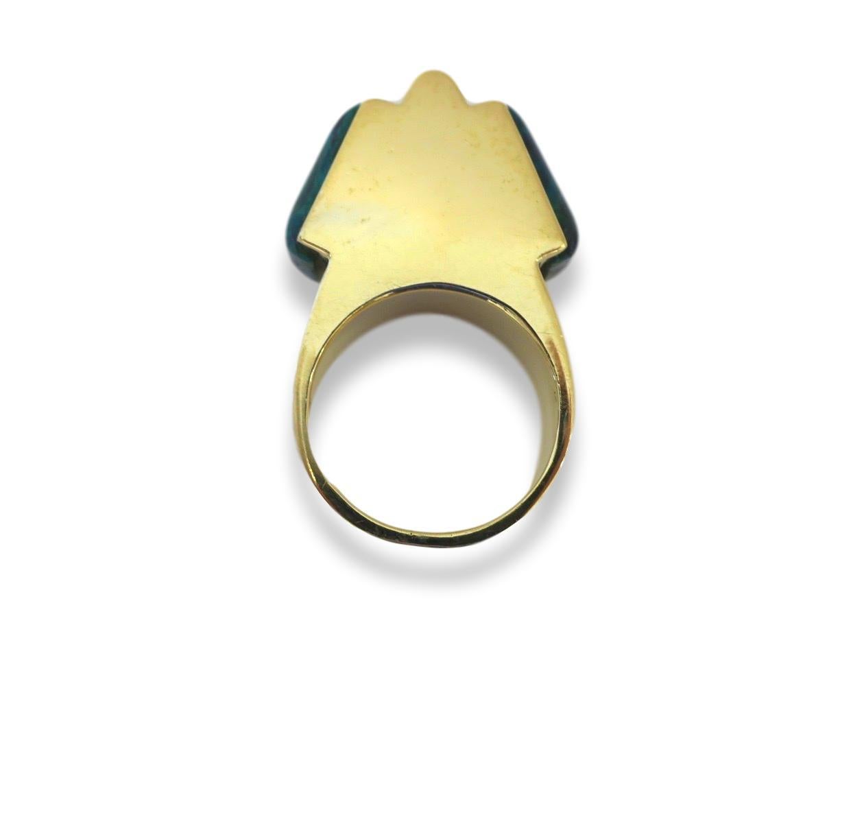 Ring aus Gold und azurblauem Malachit, um 1970 im Zustand „Hervorragend“ im Angebot in Cincinnati, OH