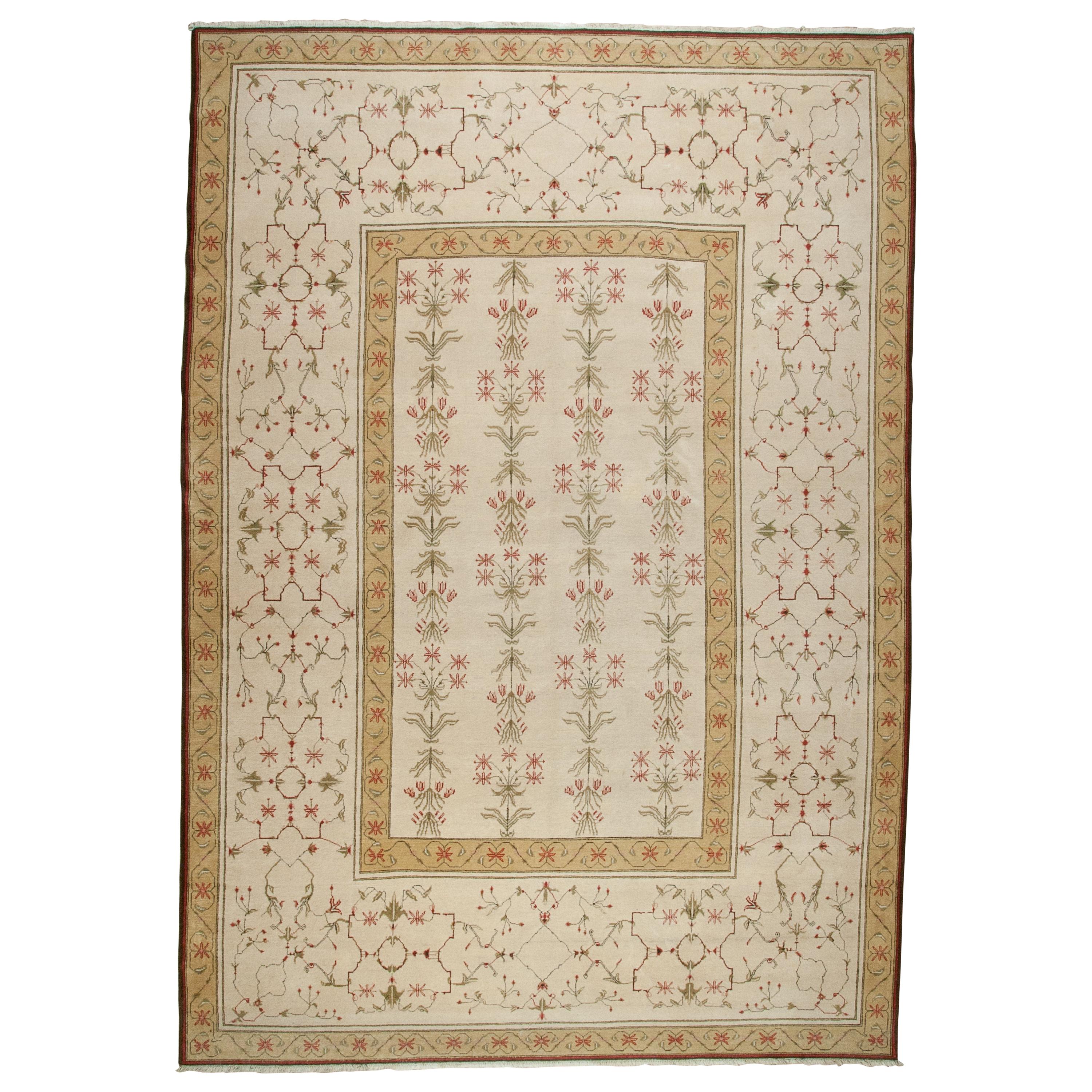 Tapis à fleurs doré et beige