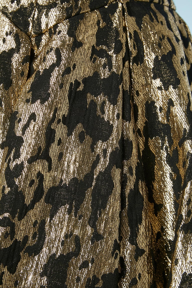Gold and black damask bustier cocktail dress with black satin bow Mignon  For Sale at 1stDibs