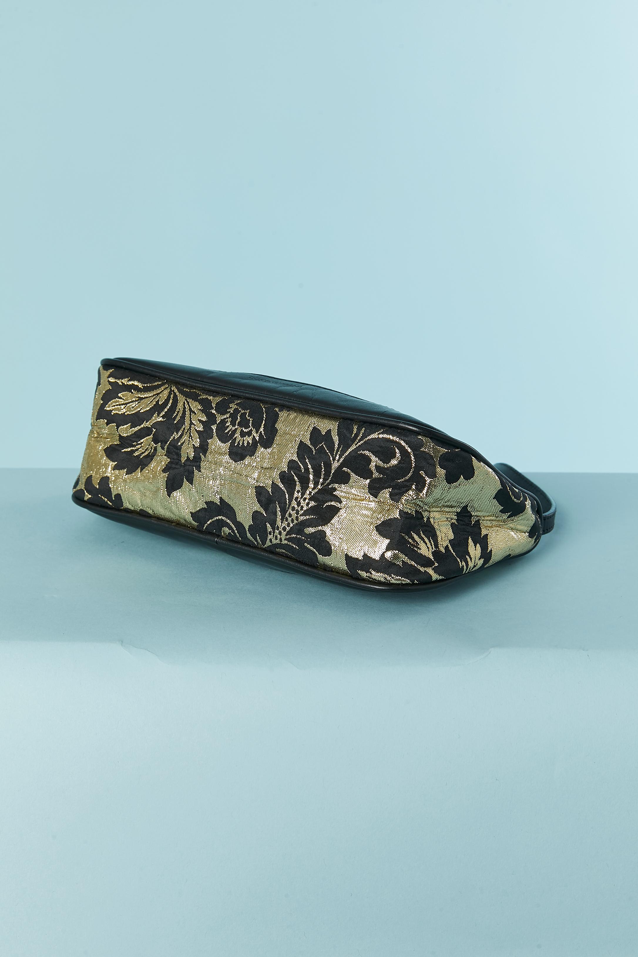 Black Gold and black damask evening bag with leather bottom Dolce & Gabbana For Sale