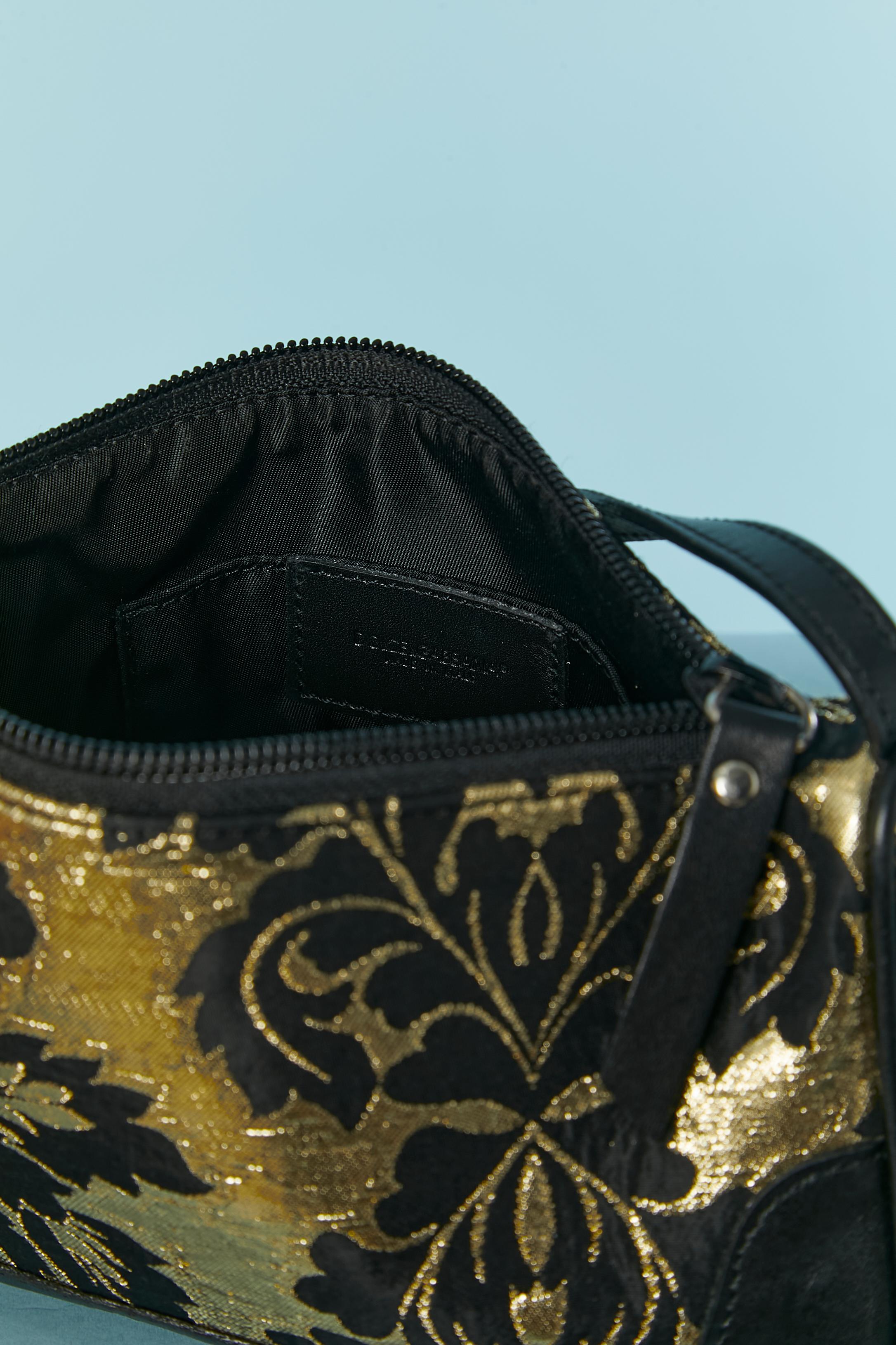 Women's Gold and black damask evening bag with leather bottom Dolce & Gabbana For Sale