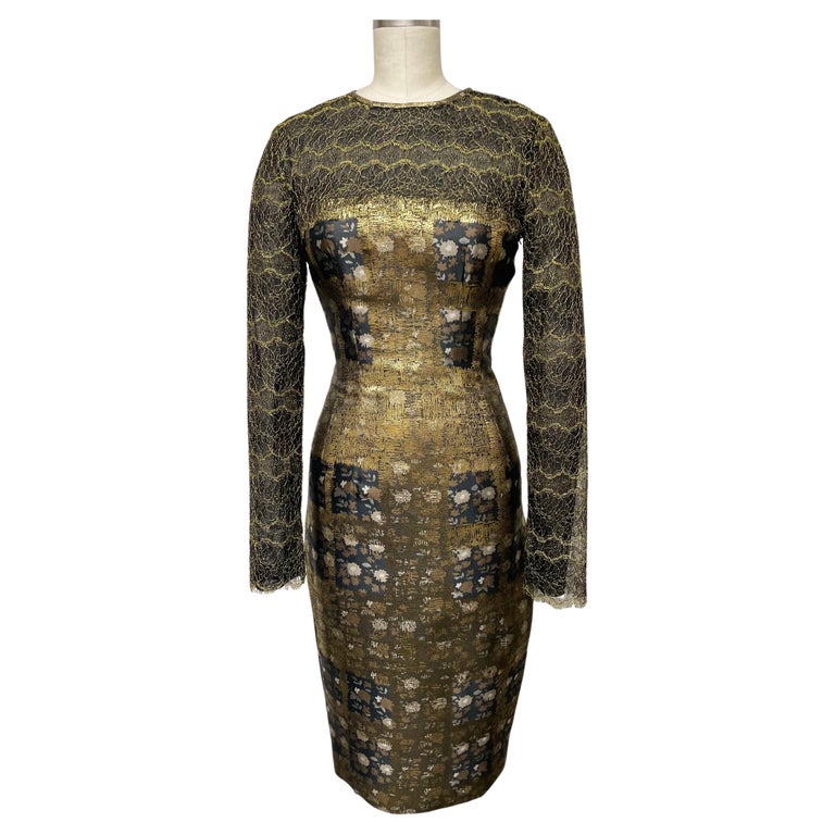 slim fit dress slacks Oscar de la Renta Vintage 1980s Black Satin and Gold Metallic Brocade –  Amarcord Vintage Fashion main image 0