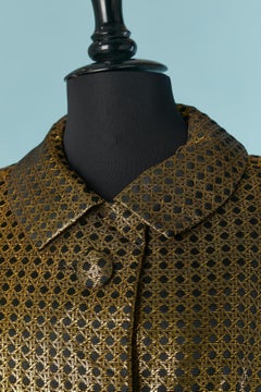 Gold and black jacket and dress ensemble in caning pattern damask Christian Dior