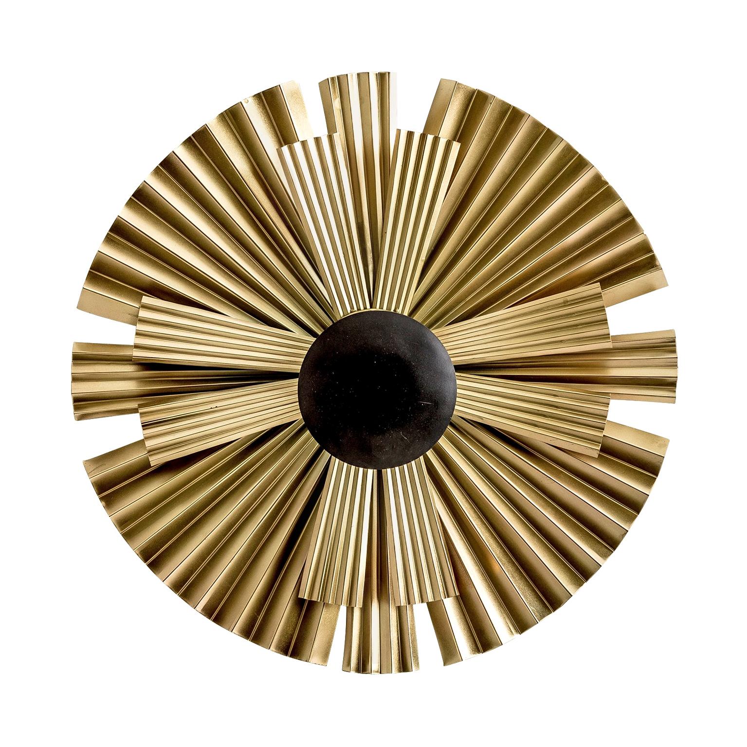 Gold and Black Lacquer Finish Metal Pair of Wall Lights 