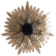 Gold and Black Lacquered Finish Metal Pair of Wall Lights