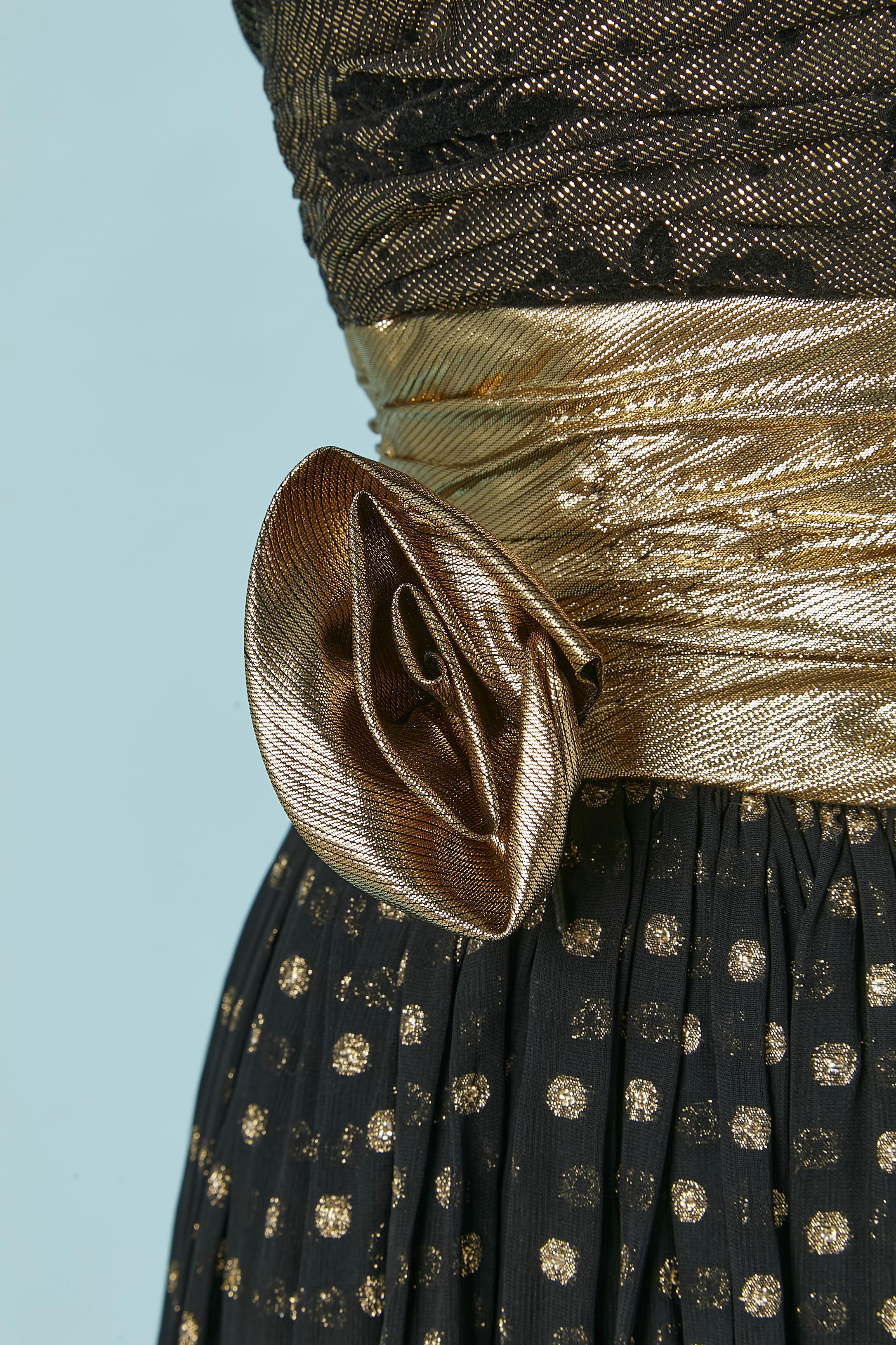 Black Gold and black lamé bustier evening dress Escada by Margaretha Ley For Sale