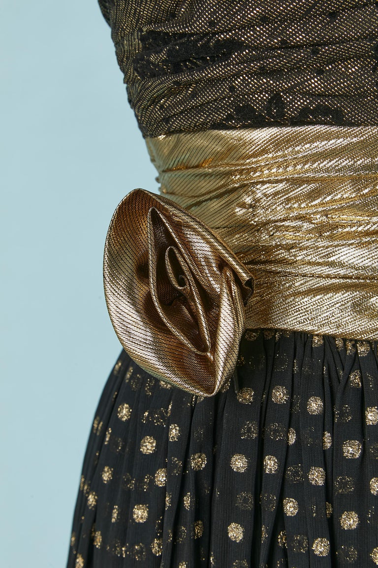 Gold and black lam bustier evening dress Escada by Margaretha Ley For Sale  at 1stDibs
