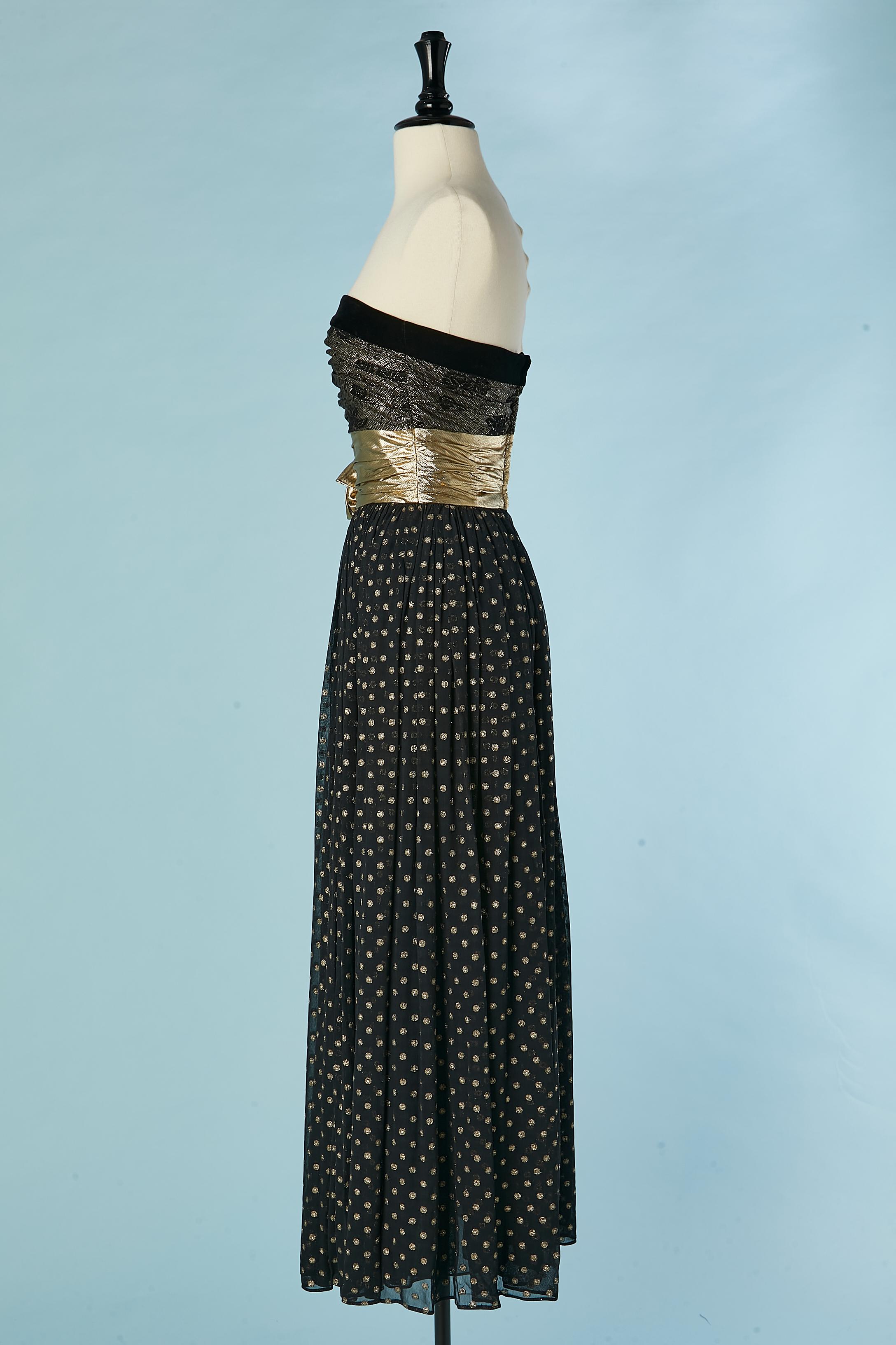 Gold and black lamé bustier evening dress Escada by Margaretha Ley For Sale 1