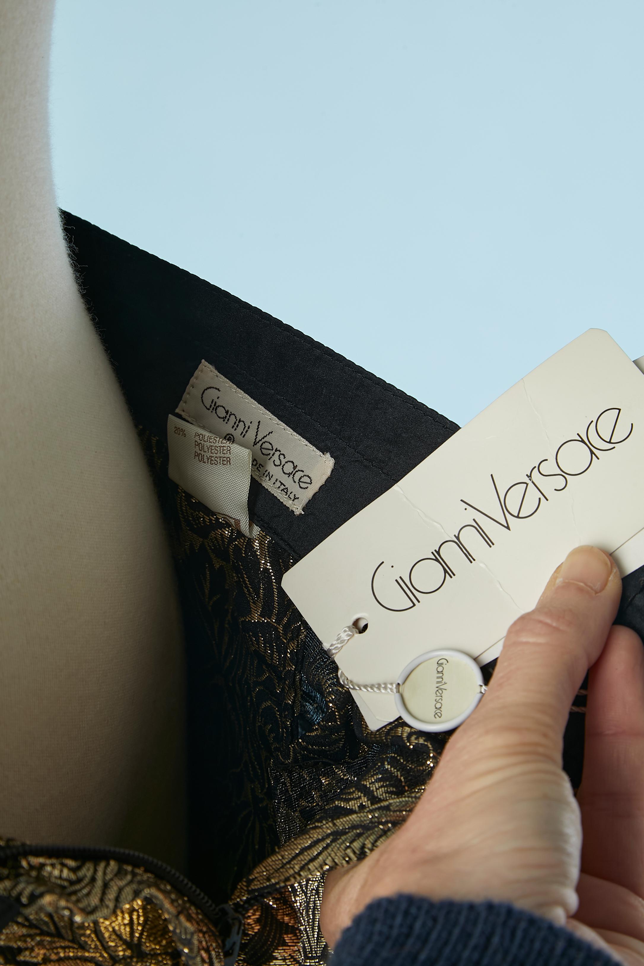 Gold- und schwarze Lurex-Brokat-Hose von Gianni Versace, NEU  im Angebot 1