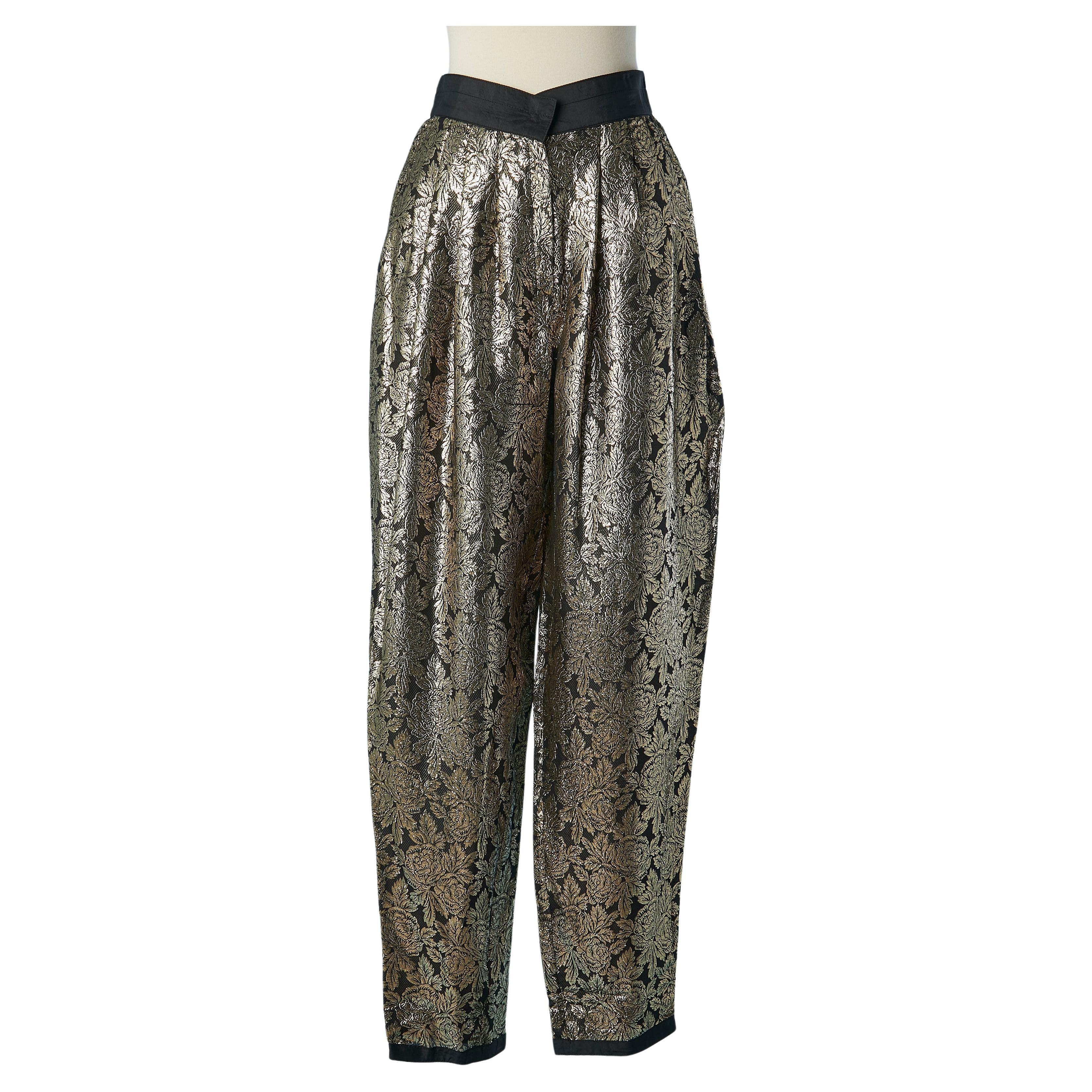 Gold and black lurex brocade trousers Gianni Versace NEW  For Sale